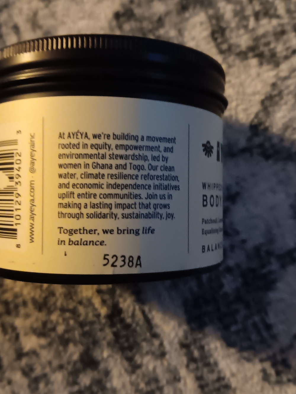 Ayeya Whipped Shea Body Butter - Balance 5oz . - Picture 4 of 4